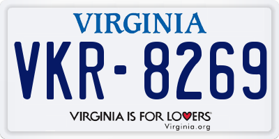 VA license plate VKR8269