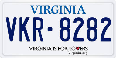 VA license plate VKR8282