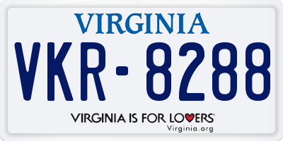 VA license plate VKR8288