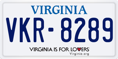 VA license plate VKR8289