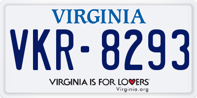 VA license plate VKR8293