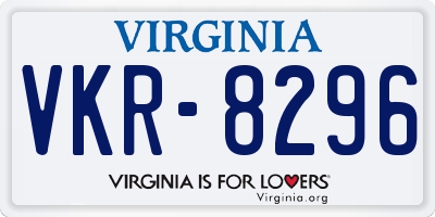 VA license plate VKR8296