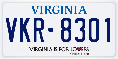 VA license plate VKR8301