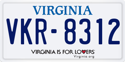 VA license plate VKR8312