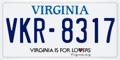 VA license plate VKR8317