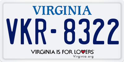 VA license plate VKR8322