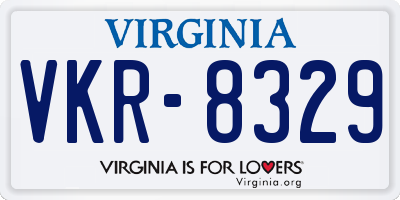 VA license plate VKR8329