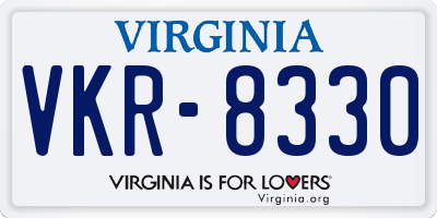 VA license plate VKR8330