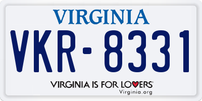 VA license plate VKR8331