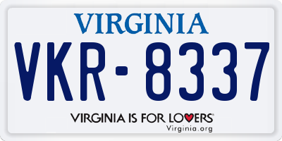VA license plate VKR8337