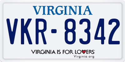 VA license plate VKR8342