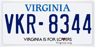 VA license plate VKR8344