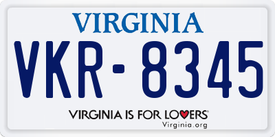 VA license plate VKR8345