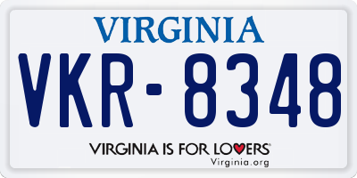 VA license plate VKR8348