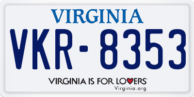 VA license plate VKR8353