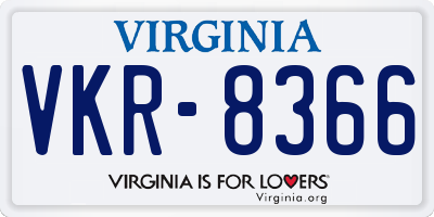 VA license plate VKR8366