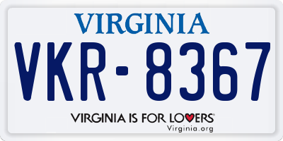 VA license plate VKR8367