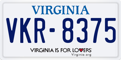 VA license plate VKR8375