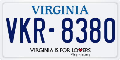 VA license plate VKR8380