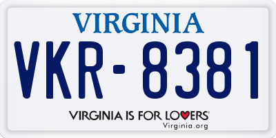 VA license plate VKR8381