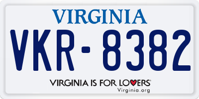 VA license plate VKR8382