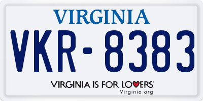 VA license plate VKR8383