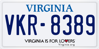 VA license plate VKR8389