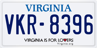 VA license plate VKR8396