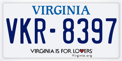 VA license plate VKR8397