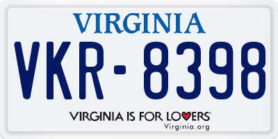 VA license plate VKR8398