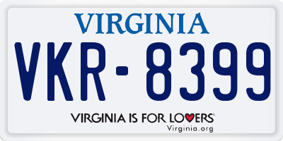 VA license plate VKR8399