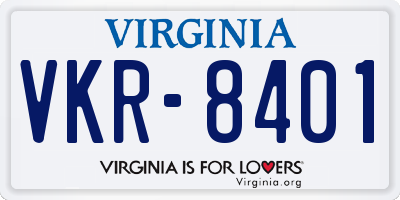 VA license plate VKR8401