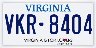 VA license plate VKR8404