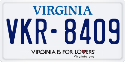 VA license plate VKR8409