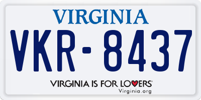 VA license plate VKR8437