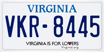 VA license plate VKR8445
