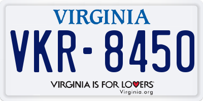 VA license plate VKR8450
