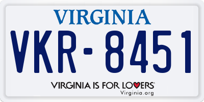 VA license plate VKR8451