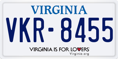 VA license plate VKR8455