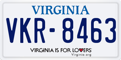 VA license plate VKR8463