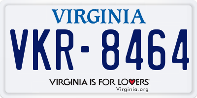 VA license plate VKR8464