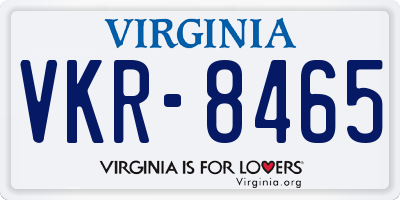 VA license plate VKR8465
