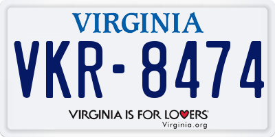 VA license plate VKR8474