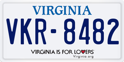 VA license plate VKR8482