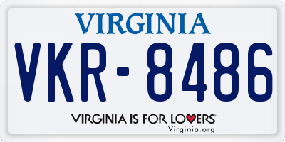 VA license plate VKR8486