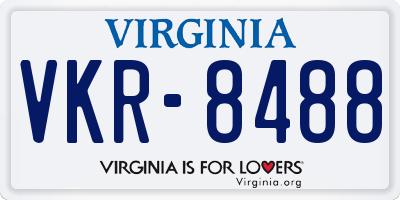 VA license plate VKR8488