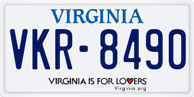 VA license plate VKR8490