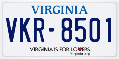 VA license plate VKR8501