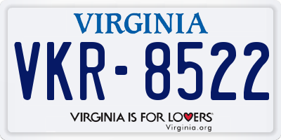 VA license plate VKR8522