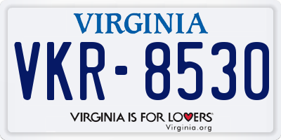 VA license plate VKR8530